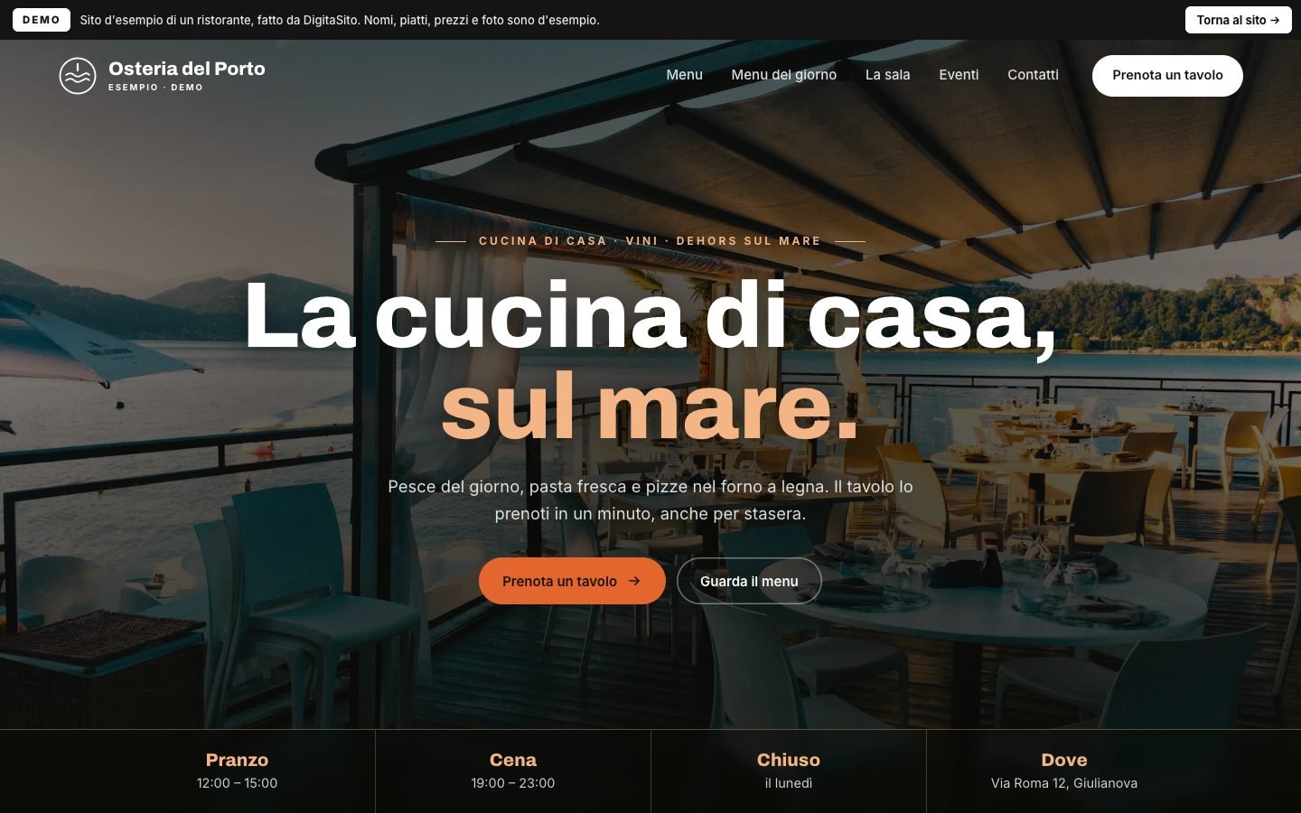 Schermata della demo: Home